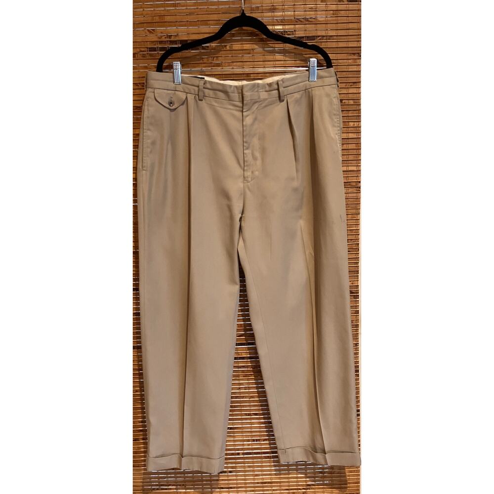 Polo Golf‎ Ralph Lauren Pants Mens 36x28 Tan Pleated Dress Slacks